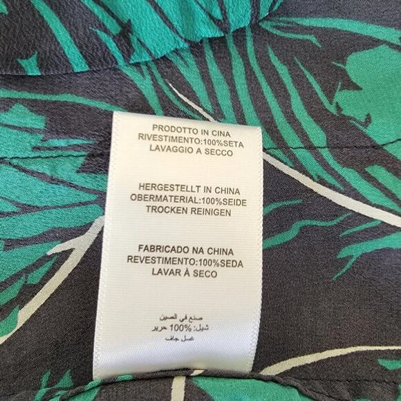 Equipment Silk Aubrey Dress Palm Leaf Tropical Blue Green White Women Size S - Picture 10 of 10